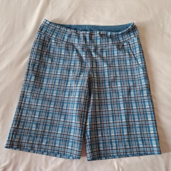 Athleta womens size small plaid pull on shorts - Picture 1 of 4